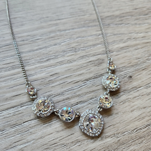 Givenchy Round Rhinestone Silver Tone Necklace Nwt - Picture 1 of 10